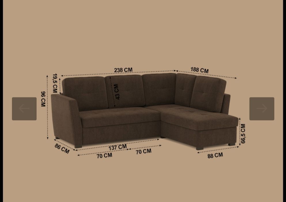 Sofá  cama 3 lugares castanho