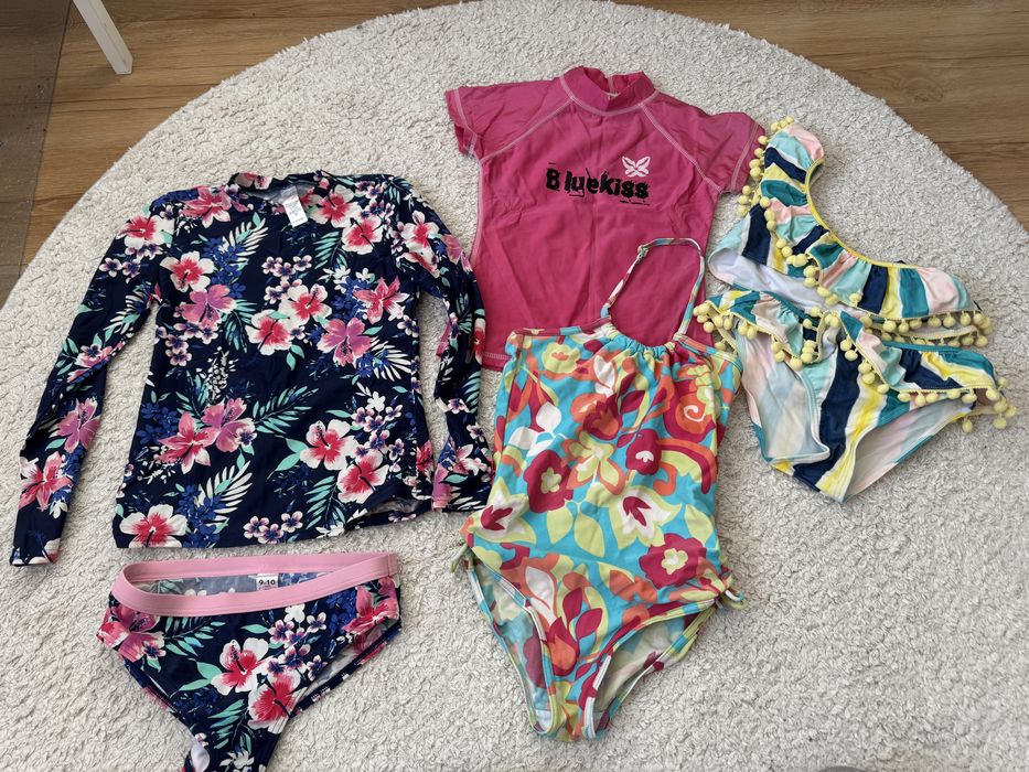 Zestaw stroje kąpielowe koszulki uv dla dziewczynki r.128-140