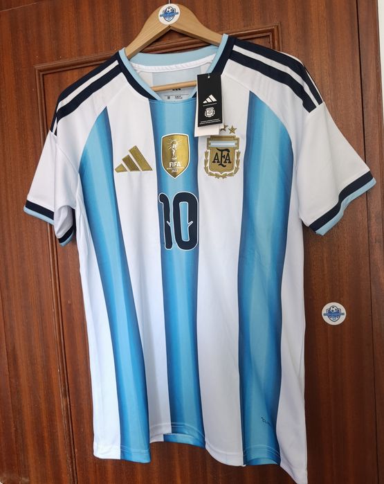 Camisolas Messi Argentina com badge de campeão