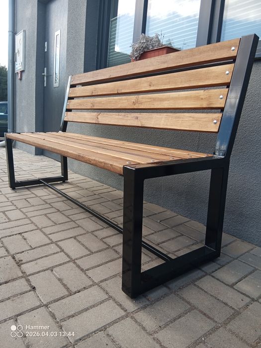 Ławka ogrodowa loft z oparciem mocna solidna producent ogród taras