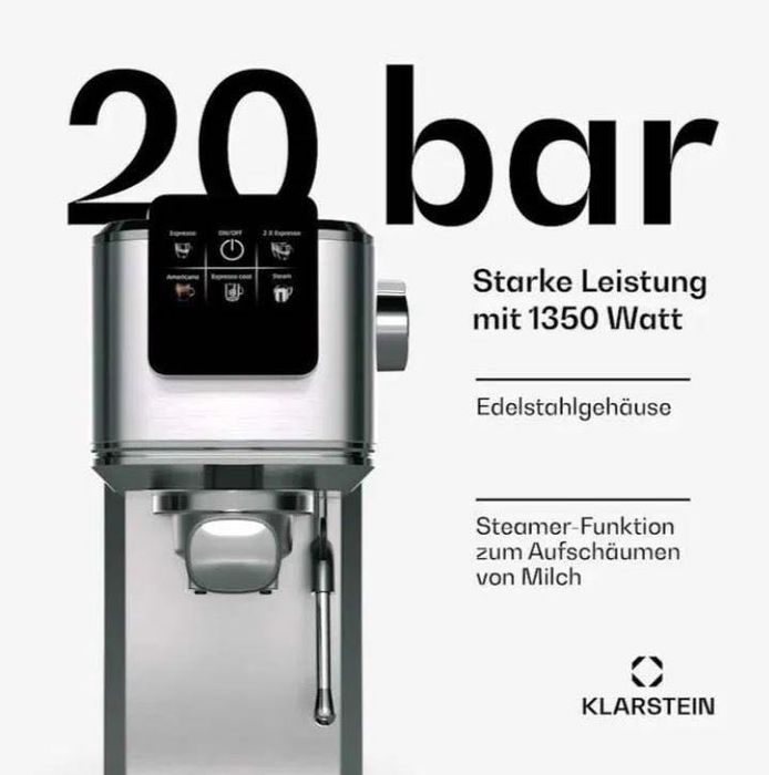 Кофеварка с капучинатором  SteelPresso Slim Touch 1350W 20Bar