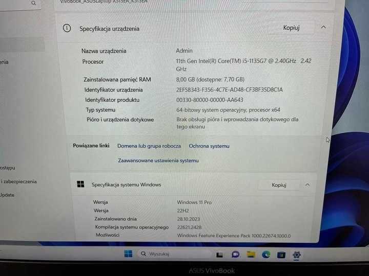 Laptop ASUS VivoBook 15 K513E | i5-1135G7 / 8GB / 512GB | CZARNY |