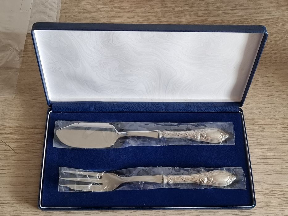 Conjunto servir bolo prata+inox