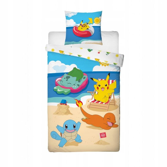 Pościel dziecięca 140x200cm komplet pościeli Pokemon Pikachu dwustronn