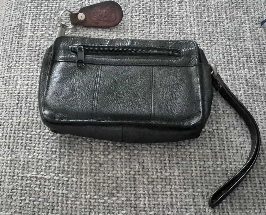 Saszetka męska na dokumenty dwukomorowa czarna