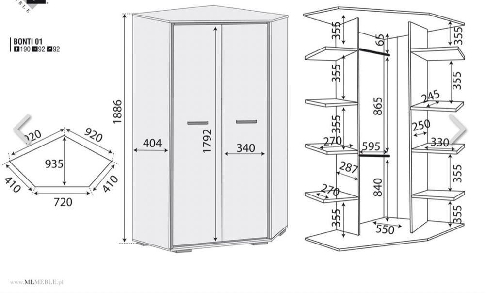 Szafa narożna Bonti wrzos