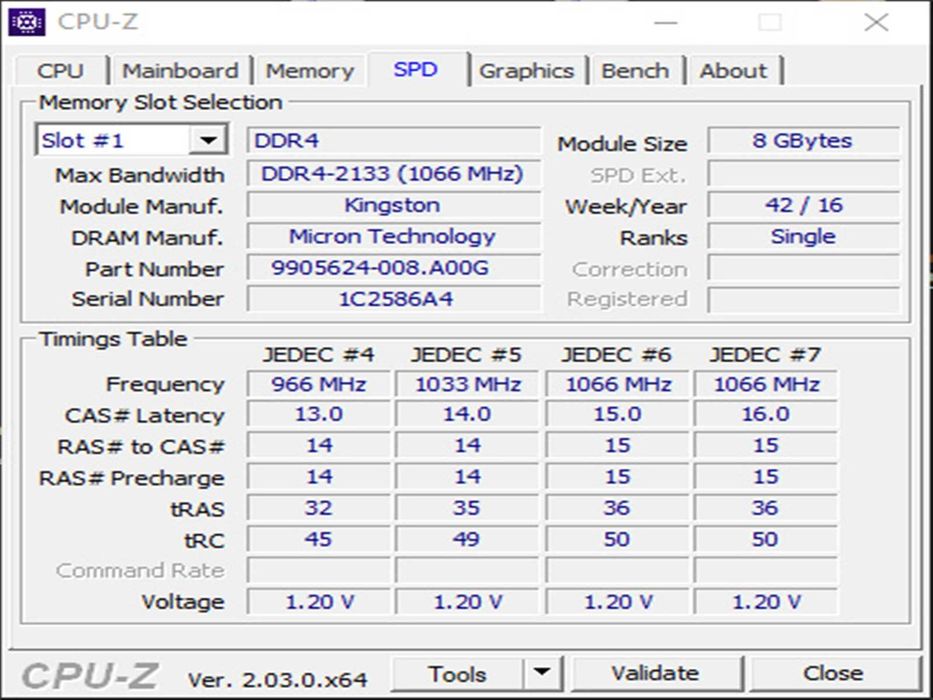 DDR4 8GB KingSton 2133