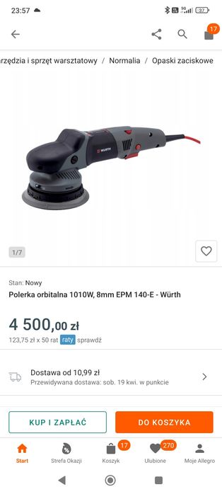 WURTH !!! Polerka EPM 140 E COMPACT ORBITALNA !!! Nowa  !!!