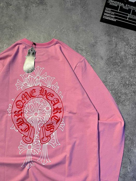 Рожевий Лонгслів Chrome Hearts з бірками (Хром Хартс)