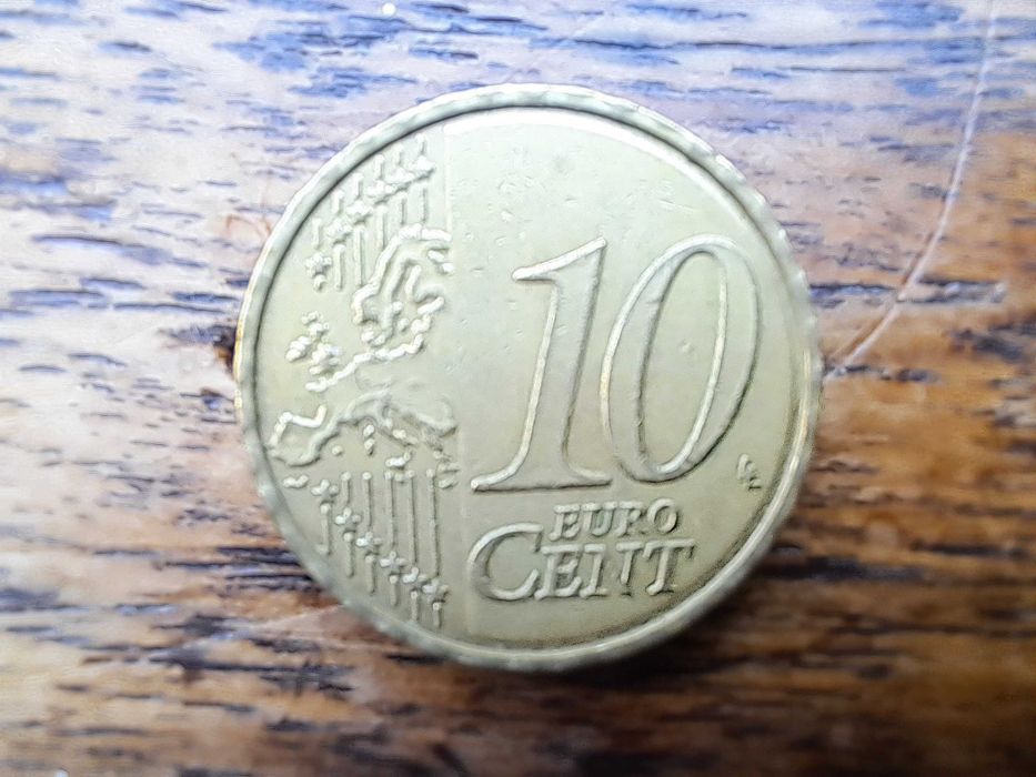 Moeda de 10 c da bélgica c/ defeito