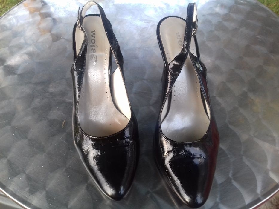 Buty czarne Wojas,damskie lakierowana skóra 37 Wojas