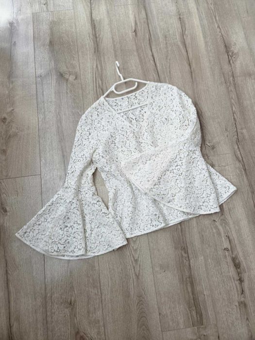 Koronkowa bluzka z szerokimi rękawami fairy boho wesele rustykalna