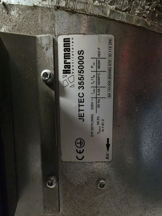 Wentylator kanałowy Harmann JETTEC 355/5000 S 355 mm