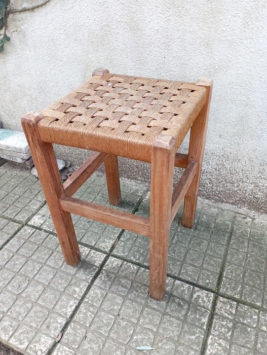 Mesa banco vintage rafia