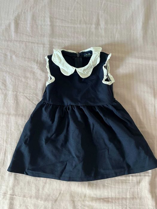 Vestido Kiabi azul-marinho com gola branca, 9 meses