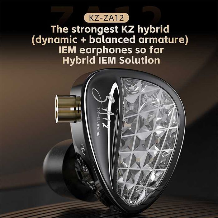 ‼️ KZ ZA12 (Tuning version, mic) - гибридные IEM's наушники (2DD+4BA)