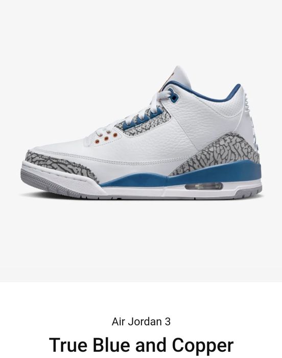 靴 AIR JORDAN 3 True Blue and Copper JORDAN BRAND AIR JORDAN 3 RETRO GS WHITE/METALLIC COPPER