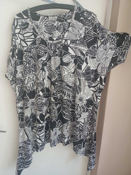 Tunika damska biało-czarna, duży rozmiar