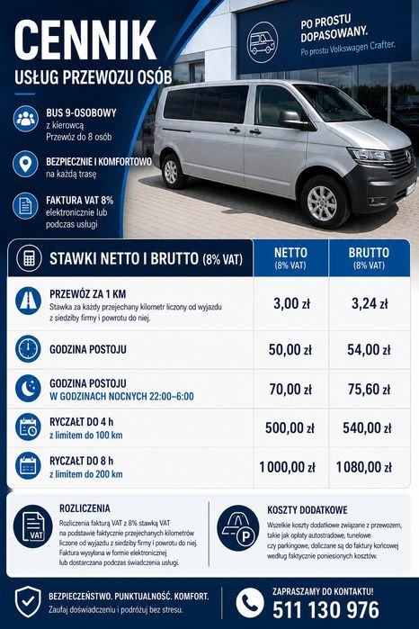Przewóz osób busem z kierowcą
