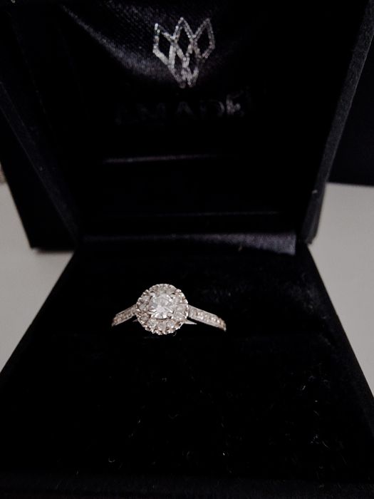 Anel Aliança Noivado 27 Diamantes/Ouro branco 19kt