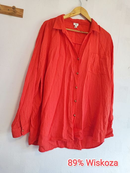 Cudna koralowa koszula lato XXL wiskoza plus size