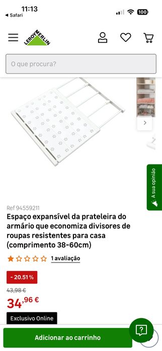 Prateleira expansiva 38-60-24cm. Nunca usada, ainda plastificada.