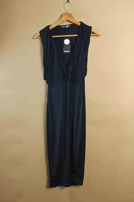 Czarna sukienka BOHO wieczorowa koronkowa S 36 midi nowa