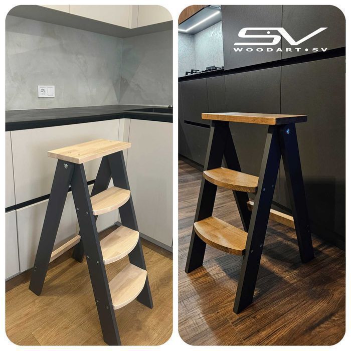 Стремянка деревянная для кухни Драбина табурет дерев'яна для кухні Бук