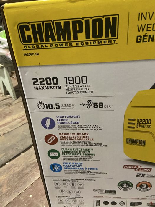 Генератор Инверторный Champion 2,2 кВт. Новый.