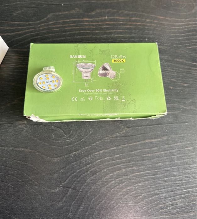 Zestaw żarówek LED SANSUN GU4 MR11 12V 3000K ciepła biel (12 sztuk)