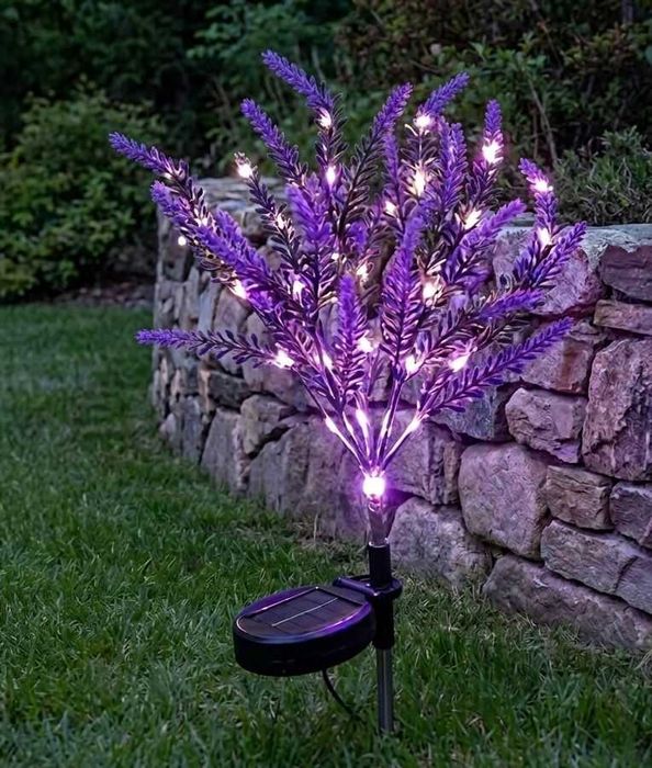 Lampa solarna / Lawenda / Piękna dekoracja do ogrodu, na balkon, na taras / Klimat / Lato / Ogród