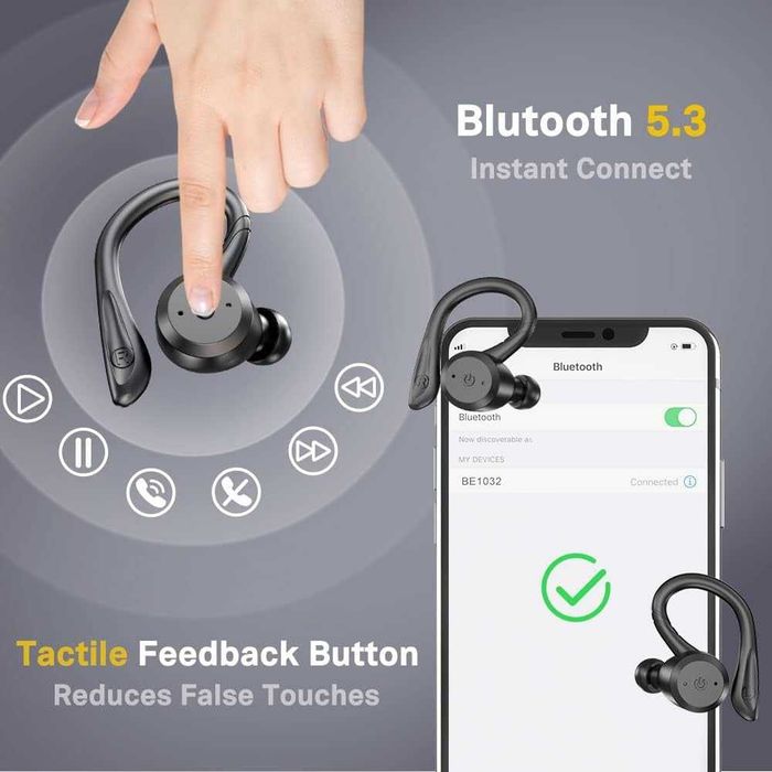 APEKX Słuchawki Bezprzewodowe Bluetooth IPX7 Etui Ładujące Czarne JAK NOWE