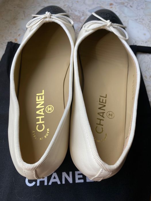 Balerinki Chanel 39 beżowe ze skóry naturalnej, wkładka 24,7 cm