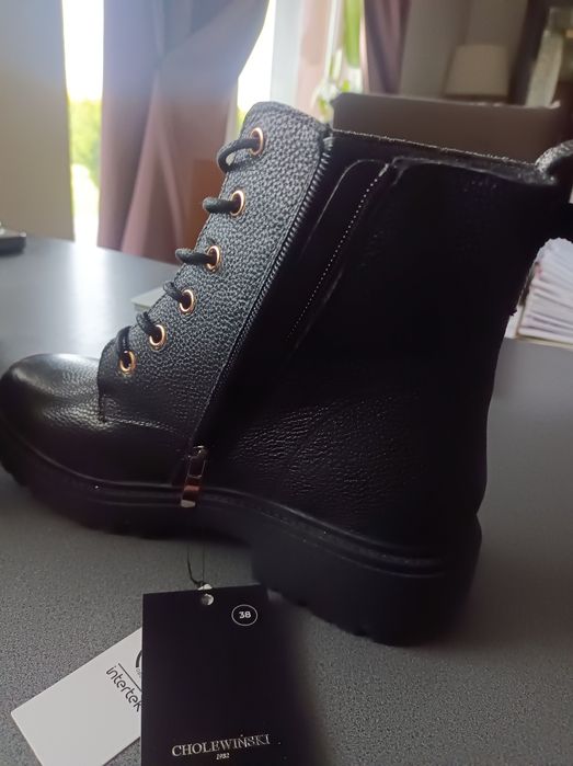 Cholewiński botki buty skórzane skóra roz 38