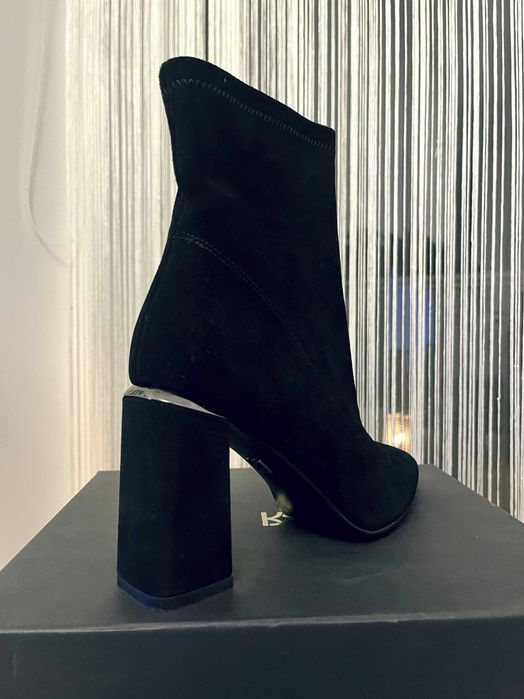 Botki damskie KAZAR - czarny zamsz, na słupku, NOWE, rozmiar 41