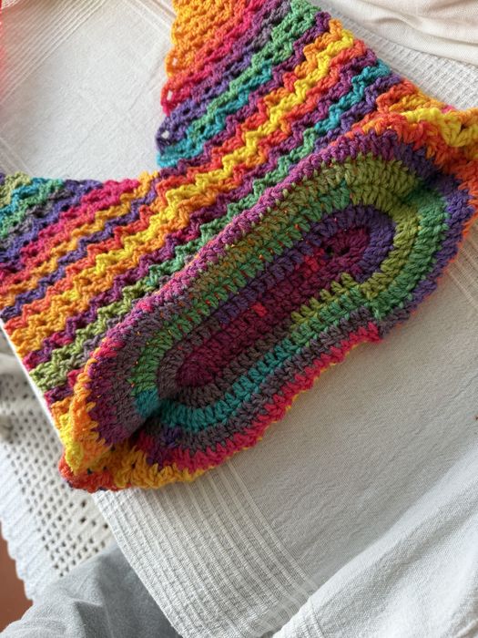 Saco tote, em lã sintetica, em crochet