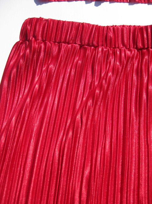 Красный летний костюм плиссе топ и брюки Shein M L