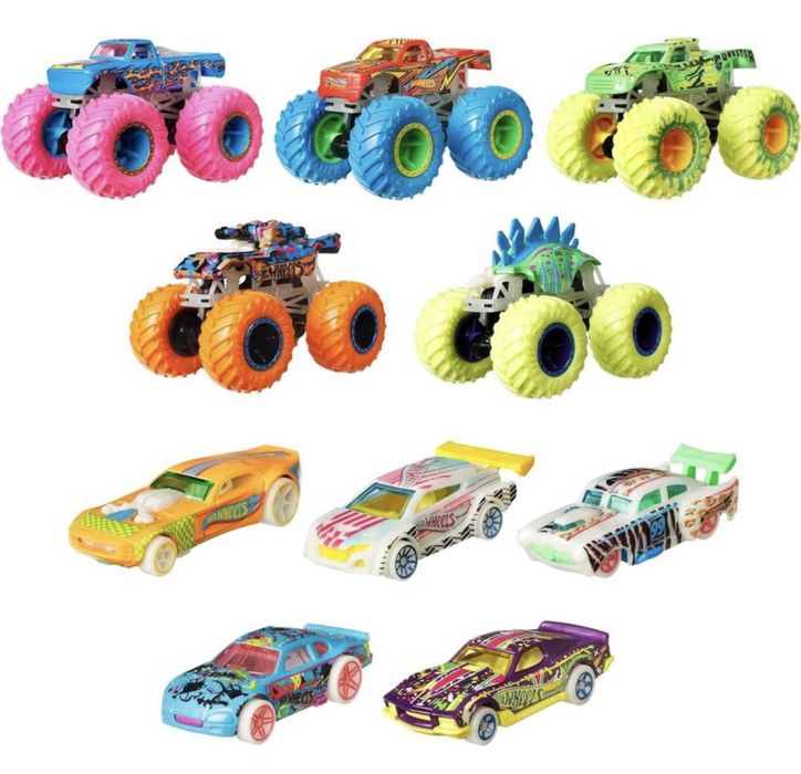 Набор из 10шт Hot Wheels Monster Trucks Монстер трак светяться