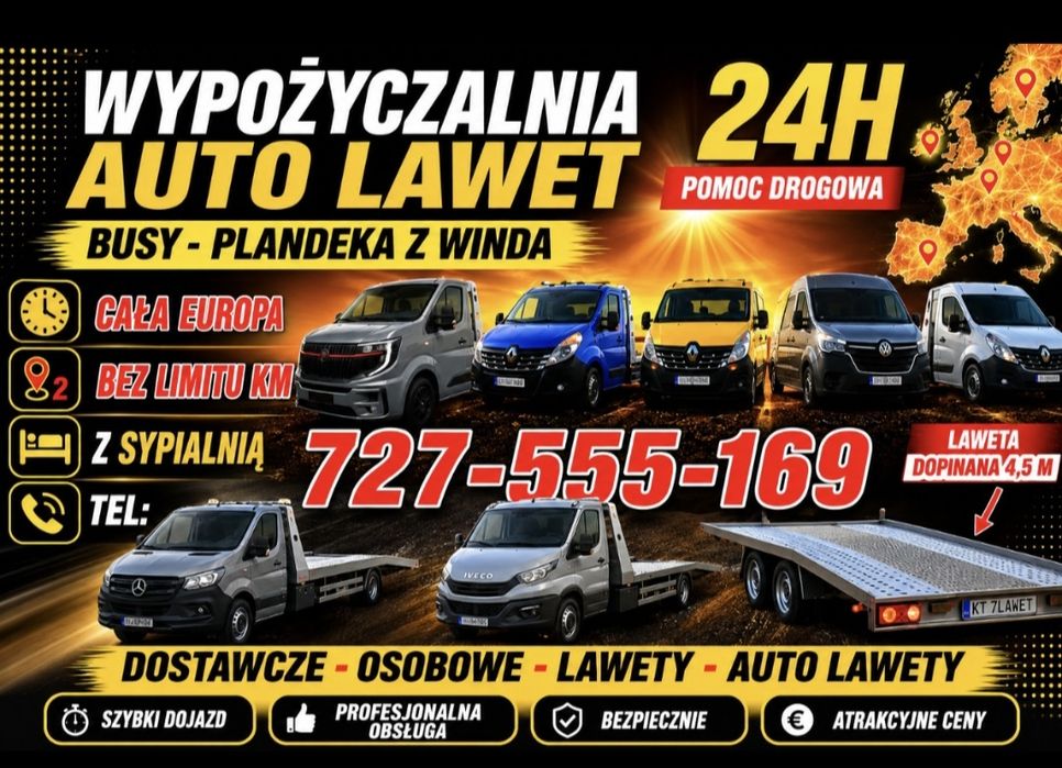 Wynajem autolawety   Slask BEZ KAUCJI ! Laweta wynajem