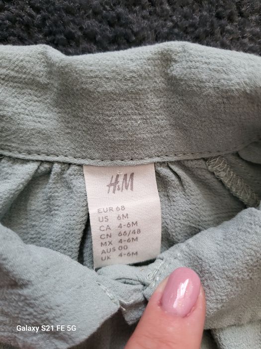Bluzka koszula z bawełnianej  tkaniny H&M 68cm