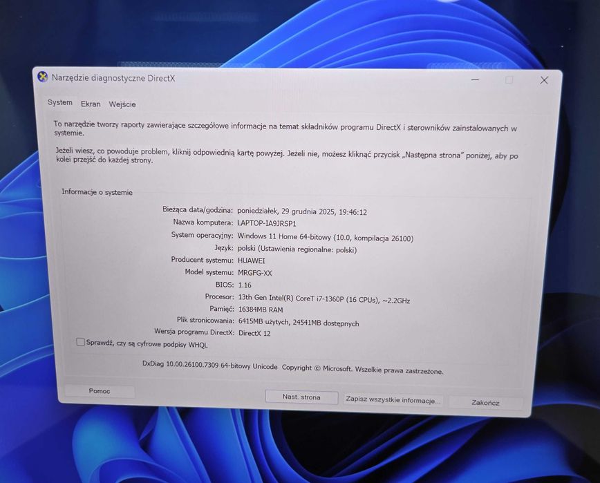 LAPTOP Huawei Matebook X Pro 2023 16/1TB I7-1360P