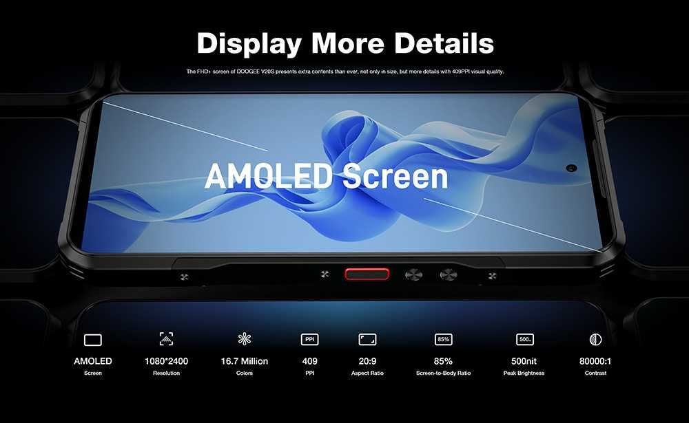 DOOGEE V20S, 32/256Gb, 6,43" AMOLED FHD+ Dimensity 6020+бампер 6000мАч