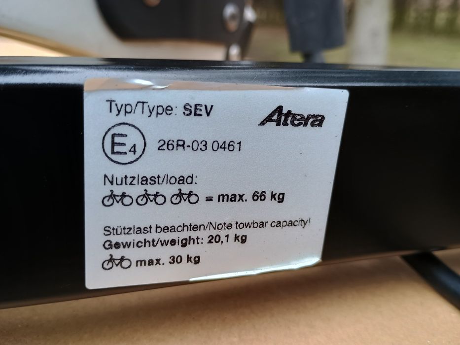 Bagażnik rowerowy na hak Atera Strada Evo 3 odsuwany 66 kg e-bike bus