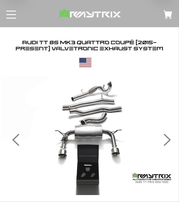 ESCAPE Armytrix Valvetronic Audi TT 8S 2.0 TFSI Quattro