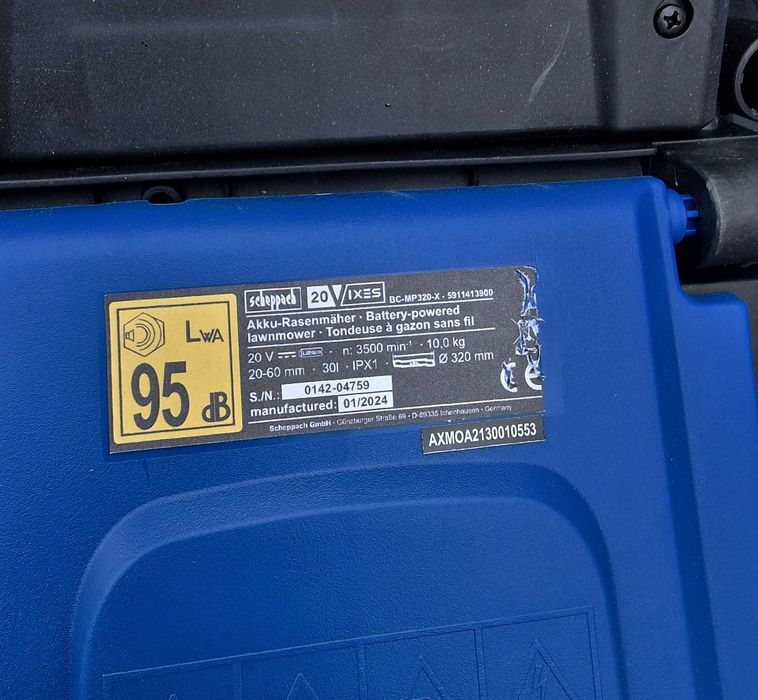Акумуляторна газонокосарка, косарка Scheppach BC-MP320- X (з Німеччини