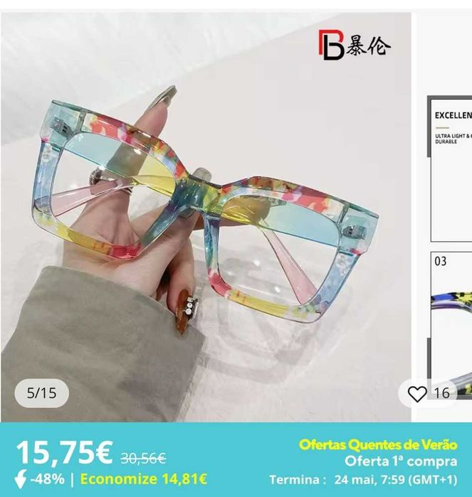 Óculos femininos coloridos