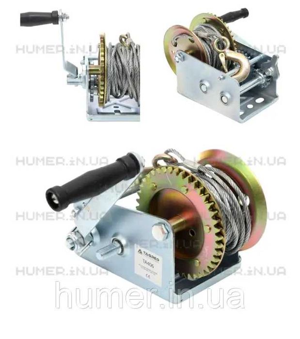 Лебідка барабанна ручна Tagred 1134 кг | довжина тросу 10 м | діаметр тросу 4,8 мм