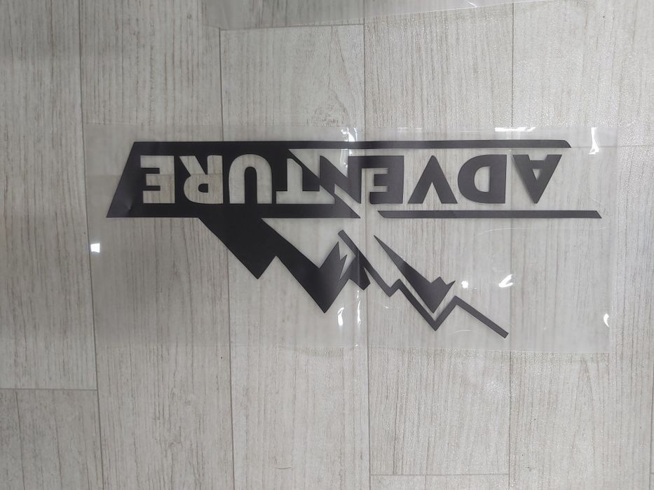 ADVENTURE- 16cm x 6cm - czarna naklejka na auto ścianę laptop quad kam