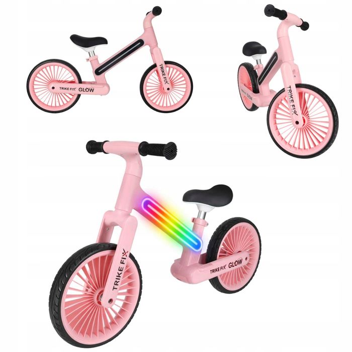 Rowerek Biegowy Trike Fix Glow Różowy Rama LED