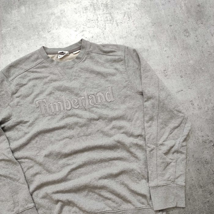 MĘSKA Bluza PREMIUM Duże Logo Haft Szara Bawełna Timberland Casual